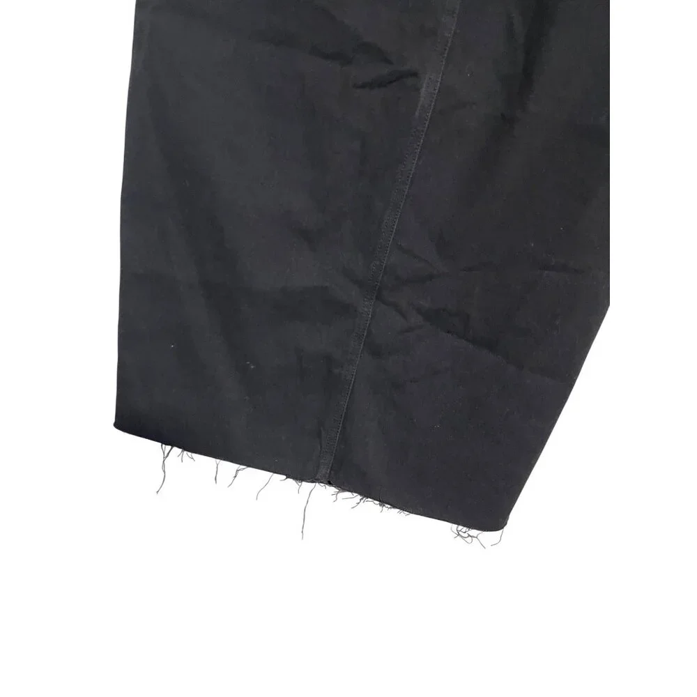 Happily Grey Black Midi Denim Skirt Size 11/29 Front Slit Assymetrical Waist